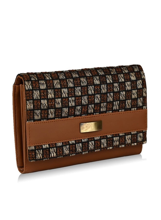 ALSU Women's Trendy Tan Hand Clutch Wallet Jute with Phone Pocket Card Holder (IRF-011tan) - Image 1