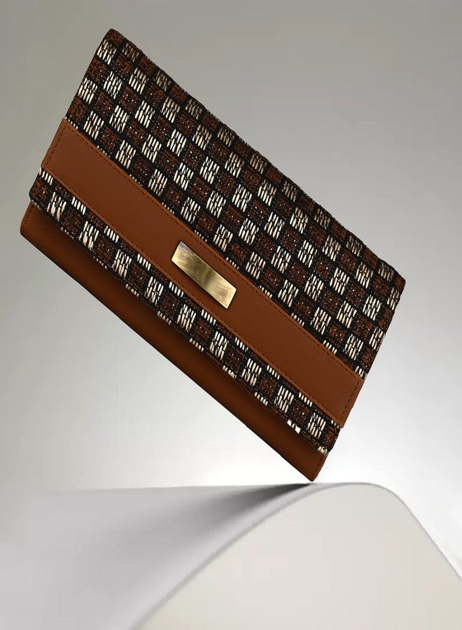 ALSU Women's Trendy Tan Hand Clutch Wallet Jute with Phone Pocket Card Holder (IRF-011tan) - Image 2