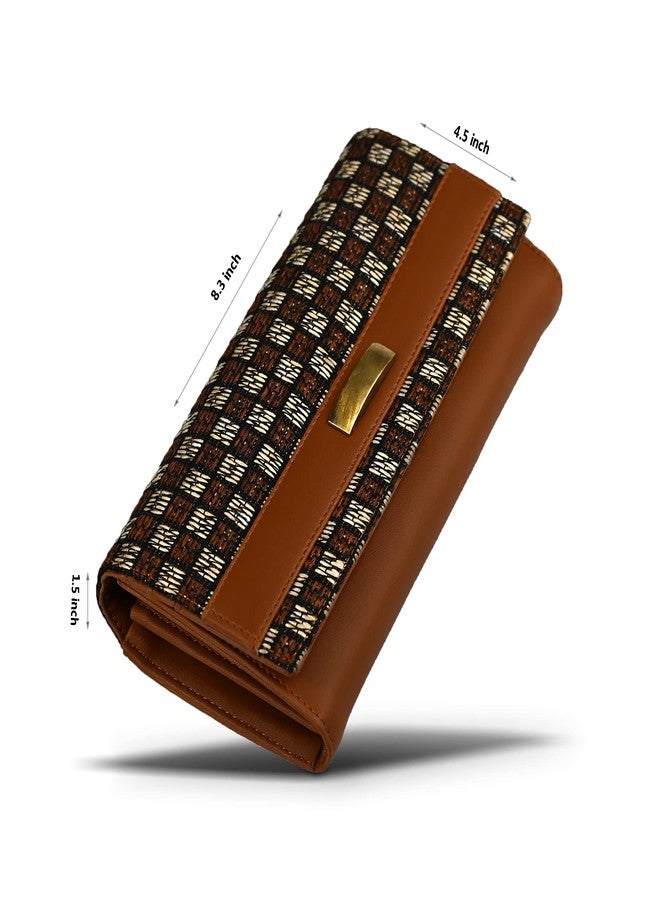 ALSU Women's Trendy Tan Hand Clutch Wallet Jute with Phone Pocket Card Holder (IRF-011tan) - Image 4
