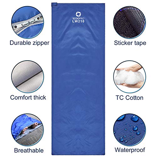 ECOOPRO Warm Weather Sleeping Bag - Portable, Waterproof, Compact Lightweight, Comfort with Compression Sack - Great for Outdoor Camping, Backpacking & Hiking-83 L x 30" W Fits Adults - Image 2