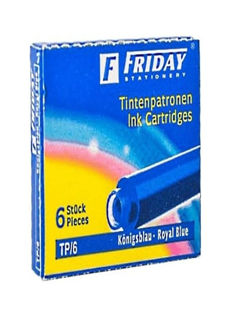 Friday Friday Ink Cartridge Compact Size for Fountain Pen - 2 Pack of 6 - Blue  - Image 1