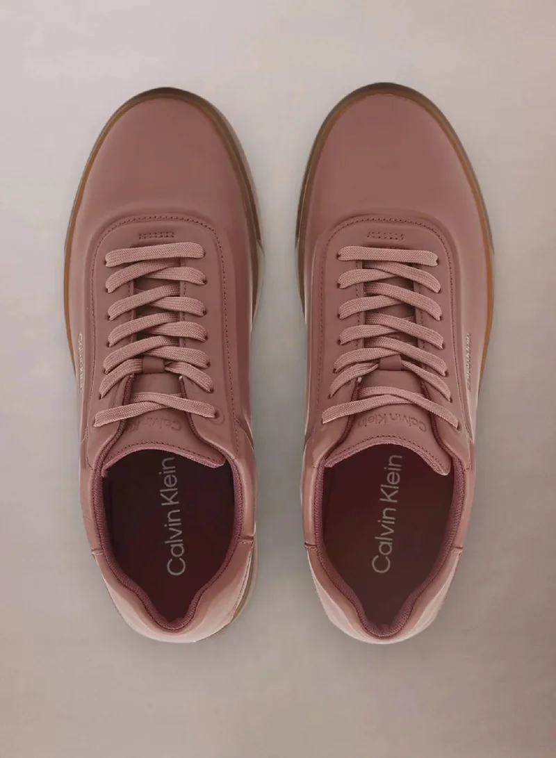 Calvin Klein Blush/Moonstruck/Gum Brooke - Leather Tonal Logo Trainers for Women | Best Price UAE