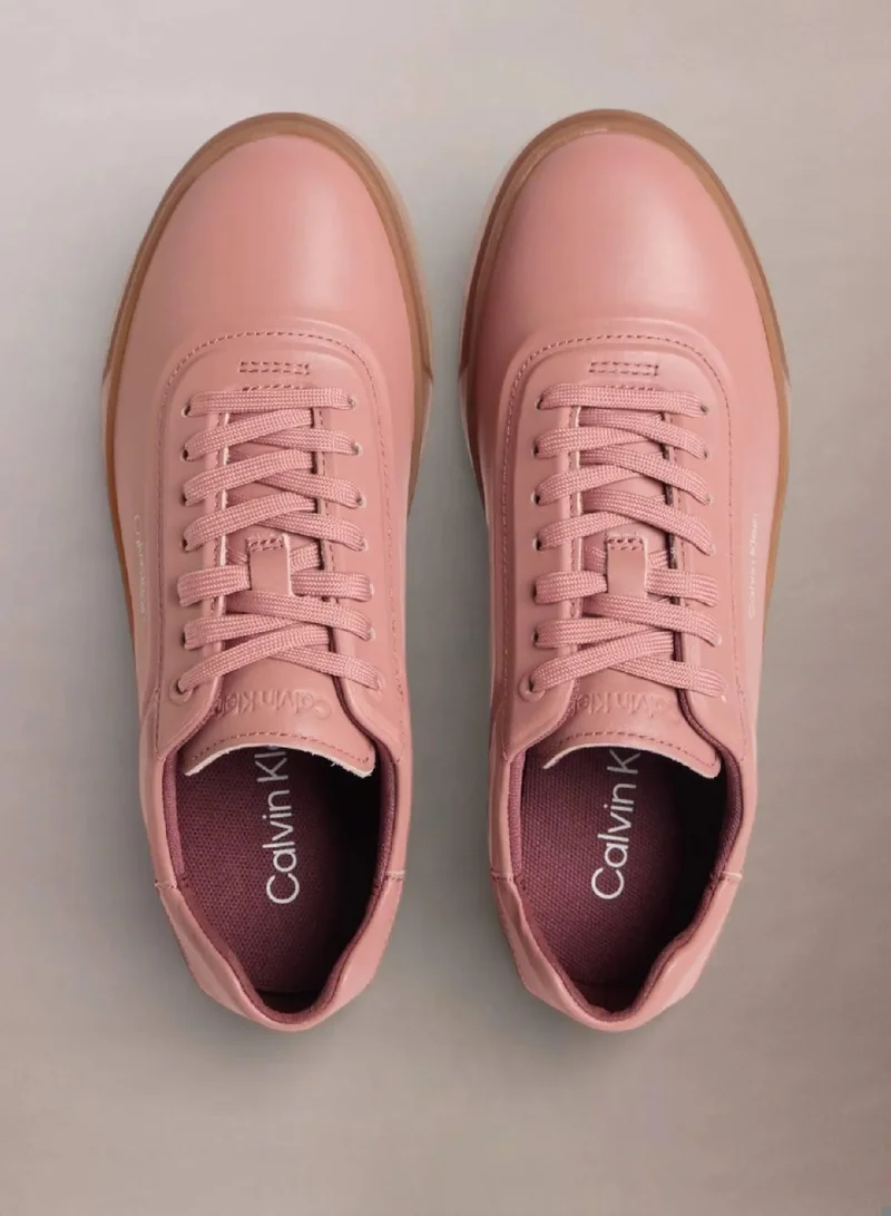 Calvin Klein Blush/Moonstruck/Gum Brooke - Leather Tonal Logo Trainers for Women | Best Price UAE