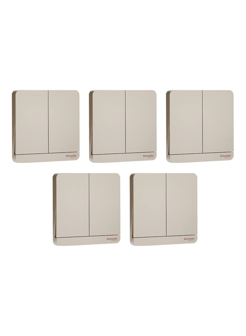 Schneider Electric E8332L1_WG AvatarOn Gold - 1-way plate switch 2 gang - 16AX - Gold - Pack of 5