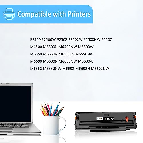 LAIPENG PB-211 PB211 PB 211 PB-211EV PB 211EV Compatible Toner Cartridge 1600 Pages for P2500W P2502W P2207 M6550 M6500NW M6550NW M6600 M6600NW M6602NW M6552 M6552NW M6602N Printers (Black,2-Pack) - Image 3
