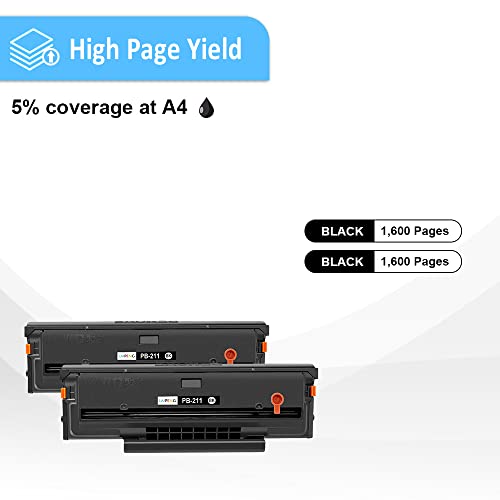 LAIPENG PB-211 PB211 PB 211 PB-211EV PB 211EV Compatible Toner Cartridge 1600 Pages for P2500W P2502W P2207 M6550 M6500NW M6550NW M6600 M6600NW M6602NW M6552 M6552NW M6602N Printers (Black,2-Pack) - Image 4