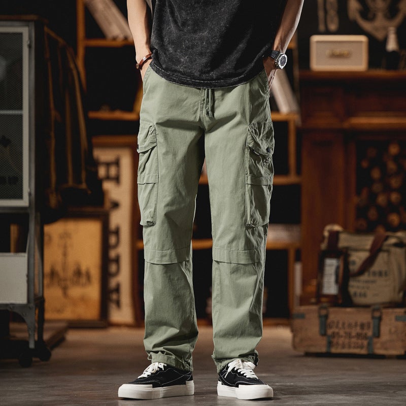 Generic Maillard Vintage Outdoor Street Sports Straight Leg Pants Loose Multi-Pocket Crane Pants 7613 Grey - Image 2