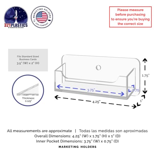 Marketing Holders Wall Mount Business Card Holder for 3.5" x 2" Printed Media Stickers Appointment Contact Info or Gift Cards Display Single Pocket Clear Acrylic Includes Hanging Hardware - Image 4