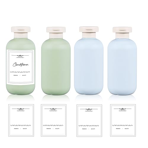 UMETASS 68 oz Plastic Travel Shampoo Bottles Refillable Flip Cap Squeeze Bottles for Toiletries Large Leakageproof Travel Shampoo and Conditioner Container Blue and Green