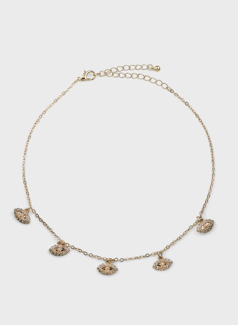 Khizana Evil Eye Rhinestone Choker Necklace  - Image 1