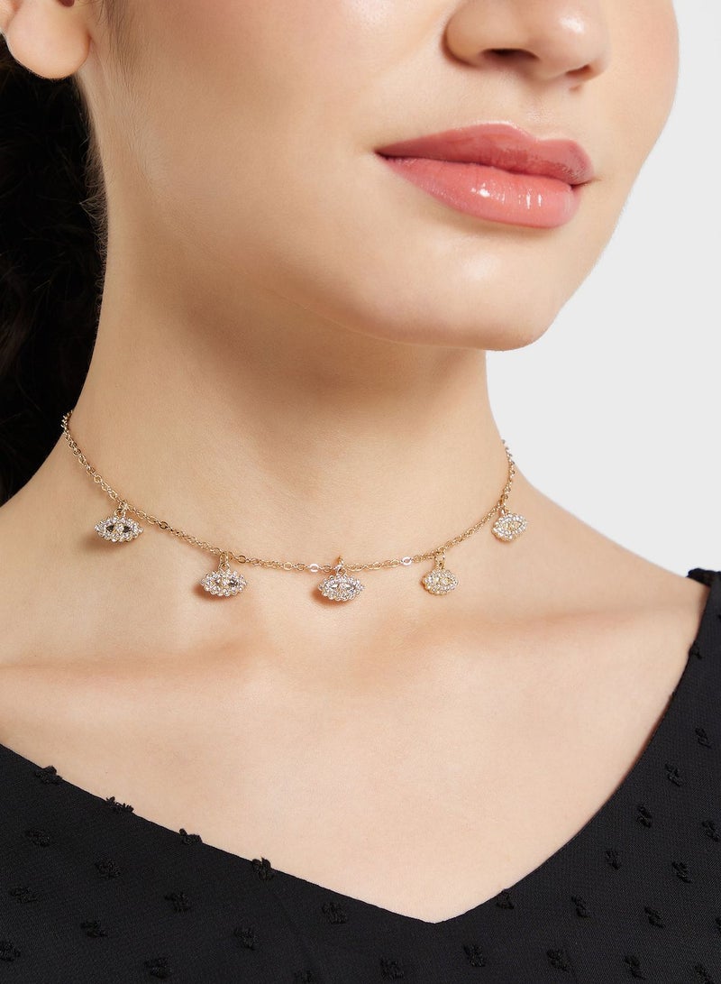 Khizana Evil Eye Rhinestone Choker Necklace  - Image 5