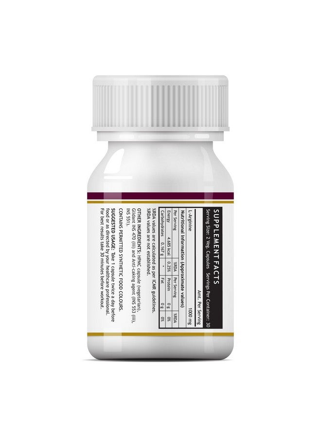Inlife كبسولات INLIFE L أرجينين 1000 ملغ | سلف Nitric Oxide - 60 كبسولة نباتية (عبوة من 1) - Image 3