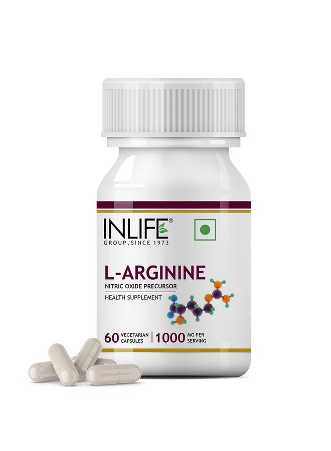 Inlife كبسولات INLIFE L أرجينين 1000 ملغ | سلف Nitric Oxide - 60 كبسولة نباتية (عبوة من 1) - Image 1