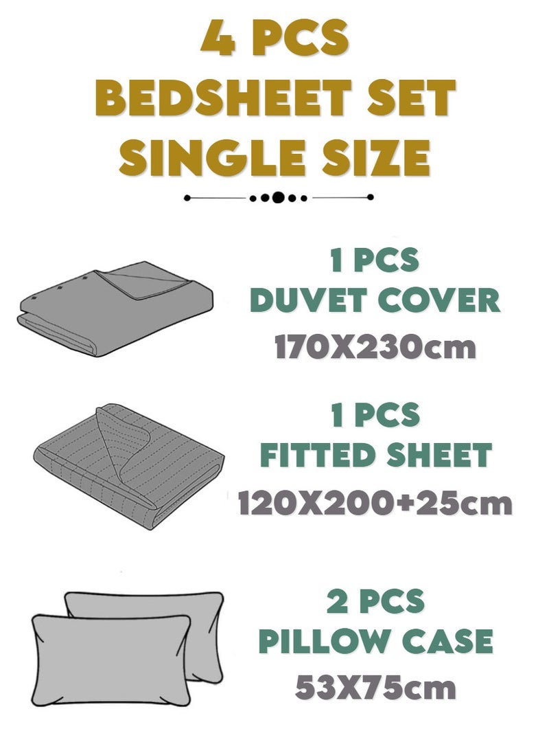 Blueberry 4 Pieces Single Size Duvet Cover Set - Image 5