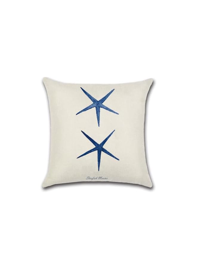 The Bros 4 Packs Ocean Style Cotton Linen Pillow Cover, Mediterranean Style Decorative with Sea grass/seahorse/starfish/coral Cushion Cover 18 * 18 - Image 5