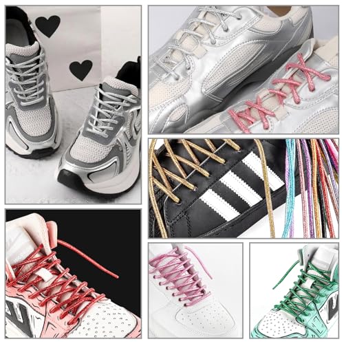 UamGlsob 4MM Round Glitter Shoe Laces,5/32" Colorful Sparkly Metallic Sparkle Shoelaces Replacement Strings for Sneaker Boots (Golden, 47"/120cm) - Image 5