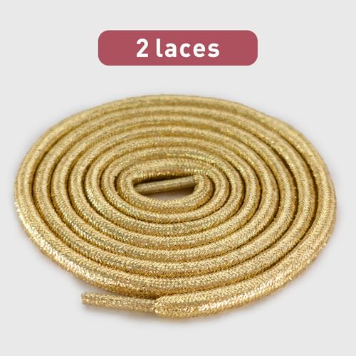 UamGlsob 4MM Round Glitter Shoe Laces,5/32" Colorful Sparkly Metallic Sparkle Shoelaces Replacement Strings for Sneaker Boots (Golden, 47"/120cm) - Image 2