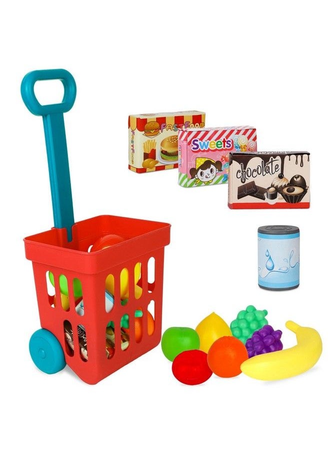 Playkidz Toy Shopping Cart Play Set Plastic Food Toys Interactive Play Set Learning Resources & Pretend Play Fun Ages 3+  - Image 1