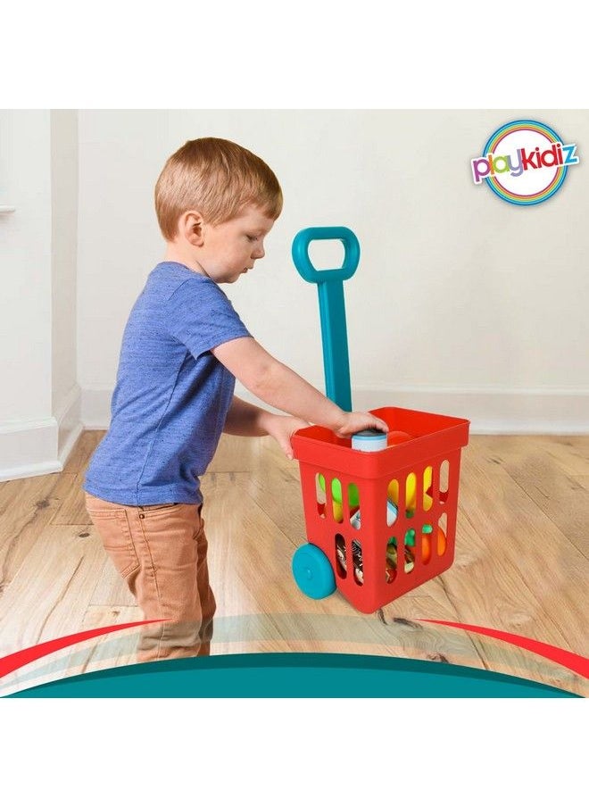 Playkidz Toy Shopping Cart Play Set Plastic Food Toys Interactive Play Set Learning Resources & Pretend Play Fun Ages 3+  - Image 5