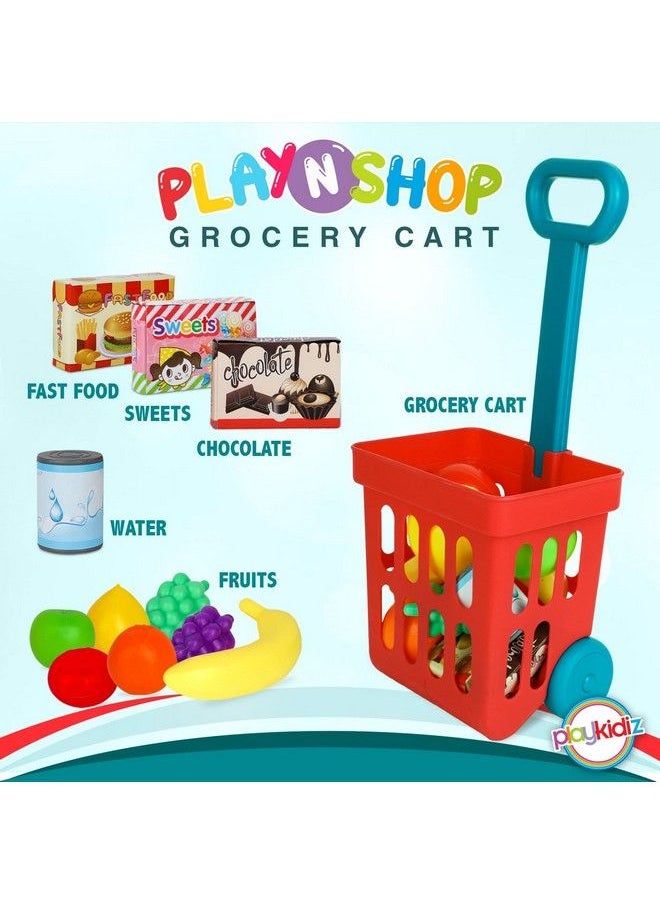Playkidz Toy Shopping Cart Play Set Plastic Food Toys Interactive Play Set Learning Resources & Pretend Play Fun Ages 3+  - Image 4