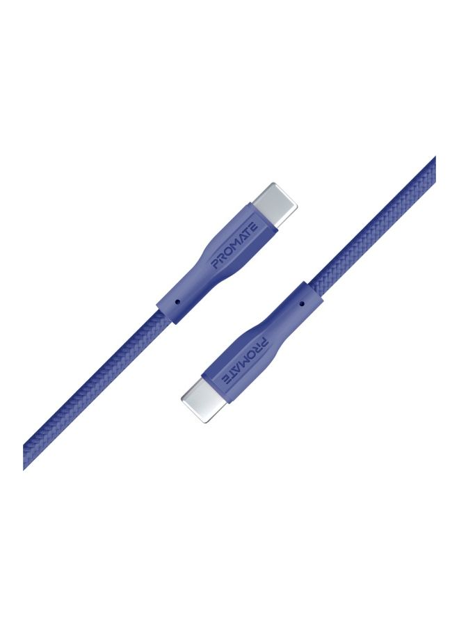 PROMATE USB-C to USB-C Cable, 60W Power Delivery Fast Charging Type-C Cable with 480Mbps Data Sync and 100cm Anti-Tangle Silicone Cord for iPhone 17/17 Pro Max, Samsung S26 Ultra, iPad Navy - Image 1