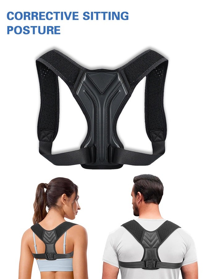 Organizer Back Correction Strap, Adjustable Posture Corrector Spine Straightener for Relief of Neck Shoulder Pain Develop Good Seated Standing for Men Women Elderly Teens (1PCS, Black) - Image 1