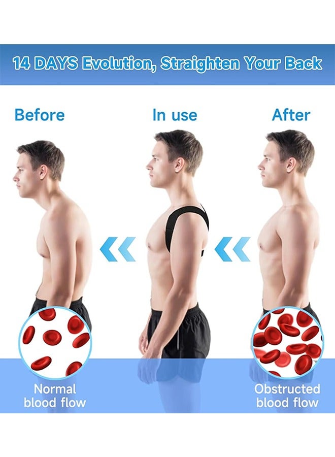 Organizer Back Correction Strap, Adjustable Posture Corrector Spine Straightener for Relief of Neck Shoulder Pain Develop Good Seated Standing for Men Women Elderly Teens (1PCS, Black) - Image 2