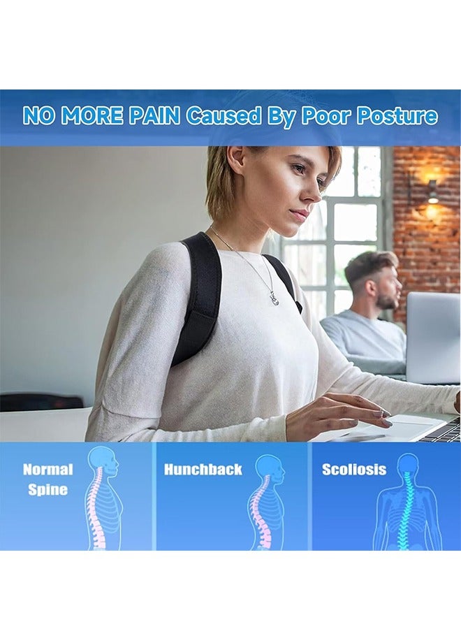 Organizer Back Correction Strap, Adjustable Posture Corrector Spine Straightener for Relief of Neck Shoulder Pain Develop Good Seated Standing for Men Women Elderly Teens (1PCS, Black) - Image 3