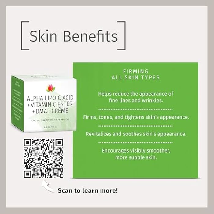 Reviva Labs DMAE Cream with Alpha Lipoic Acid, Vitamin C Ester - DMAE Lift and Firm Cream for Neck and Face - Skin Firming and Moisturizing Cream - Image 4