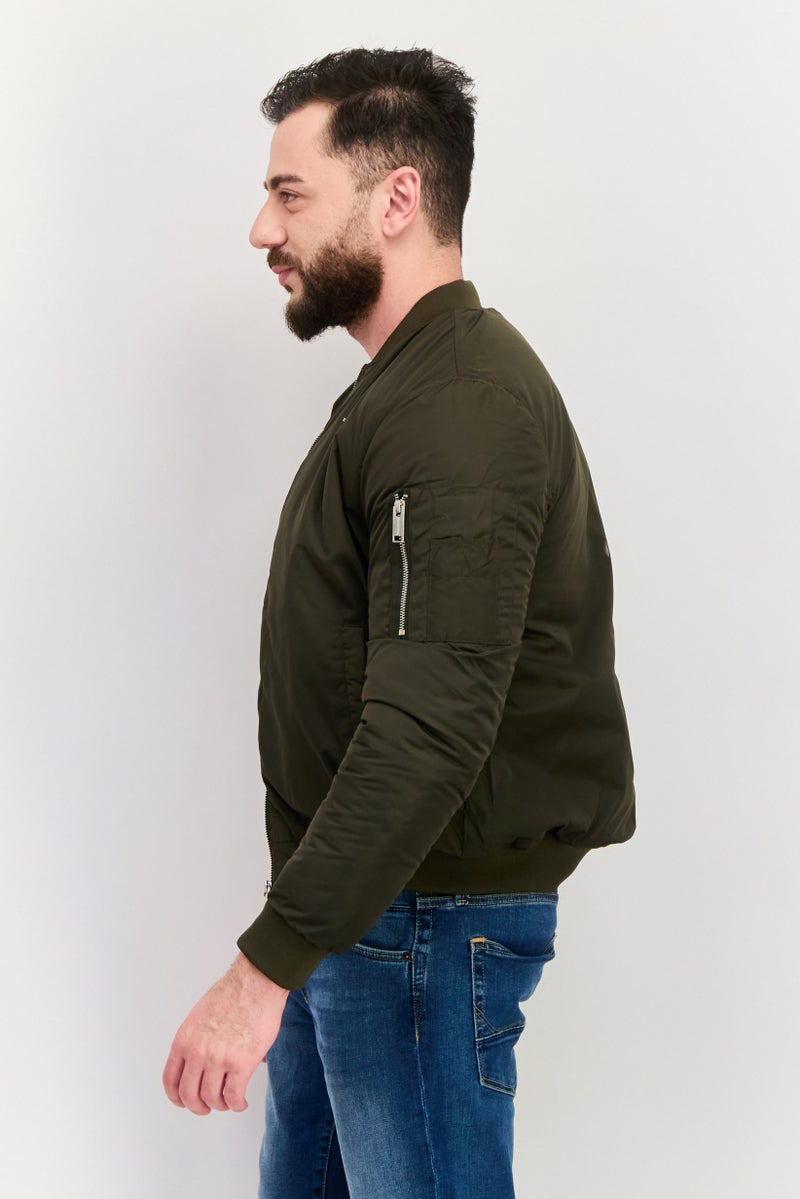 GOOD FOR NOTHING Men Brand Logo Puffer Jacket, Olive - Image 3