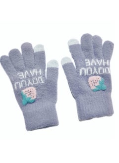 Generic Women girly strawberry mobile screen touch fingers winter wool gloves  - Image 2