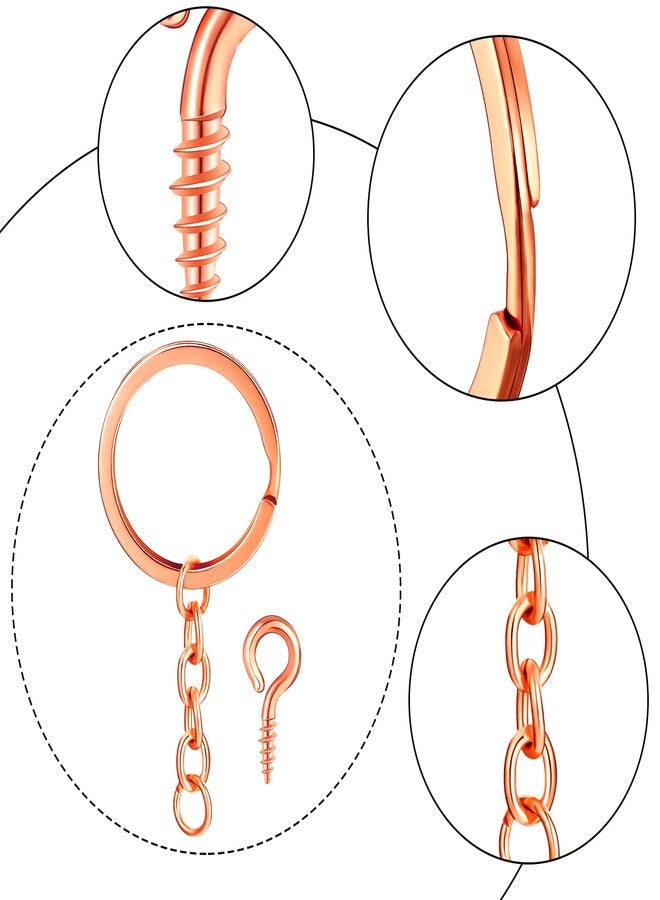 Hotop 250 Pieces Keychain Rings Including 35 Pieces Keychain Rings and Jump Rings and 180 Pieces Screw Eye Pins for Jewelry Making (Rose Gold,25 mm) - Image 3