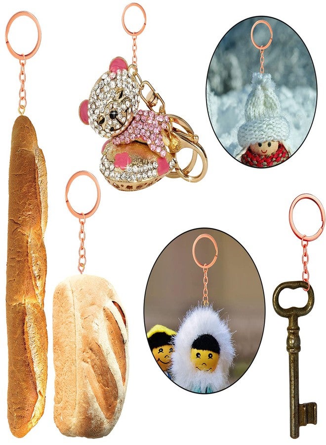 Hotop 250 Pieces Keychain Rings Including 35 Pieces Keychain Rings and Jump Rings and 180 Pieces Screw Eye Pins for Jewelry Making (Rose Gold,25 mm) - Image 5