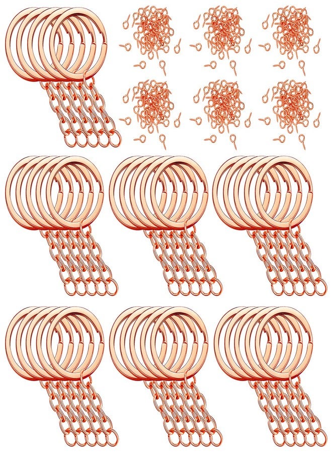 Hotop 250 Pieces Keychain Rings Including 35 Pieces Keychain Rings and Jump Rings and 180 Pieces Screw Eye Pins for Jewelry Making (Rose Gold,25 mm) - Image 1