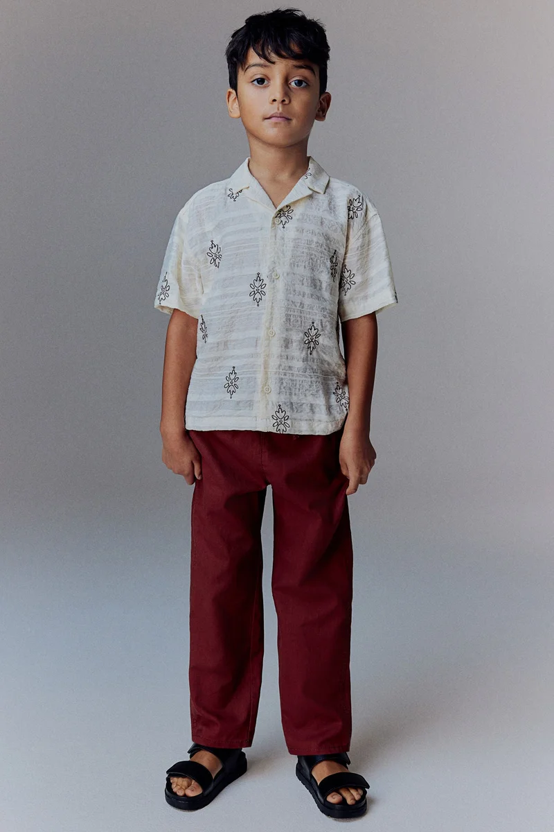 اتش اند ام بنطلون من مزيج الكتان