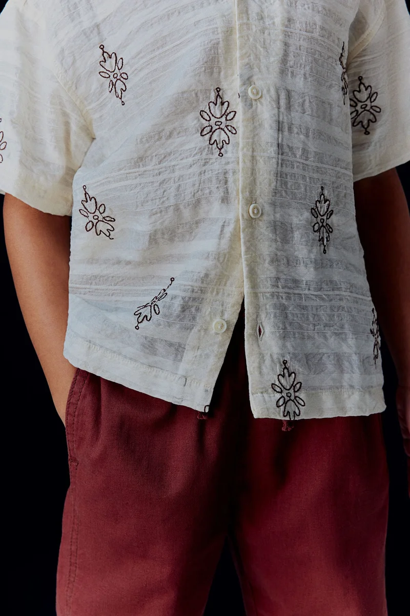 اتش اند ام بنطلون من مزيج الكتان