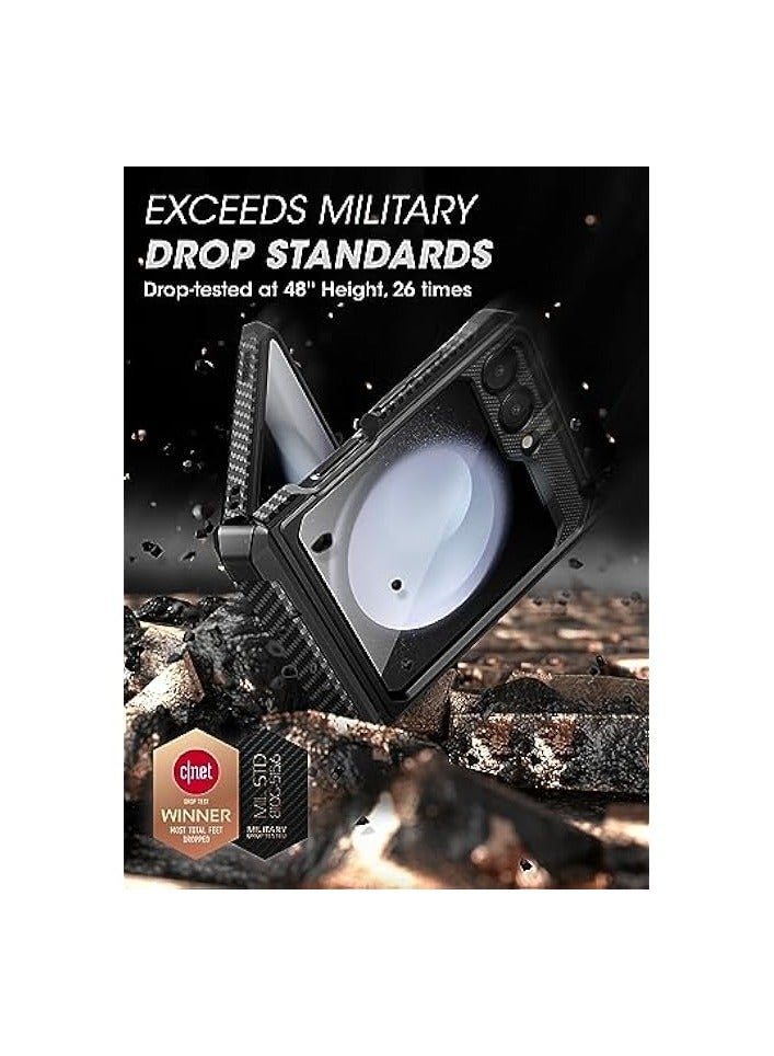 SUPCASE Unicorn Beetle Pro Series Case Designed for Galaxy Z Flip 5 5G (2023 Release), [Hinge Protection] Dual Layer Rugged Protective Case with Holster & Kickstand - Black - Image 3