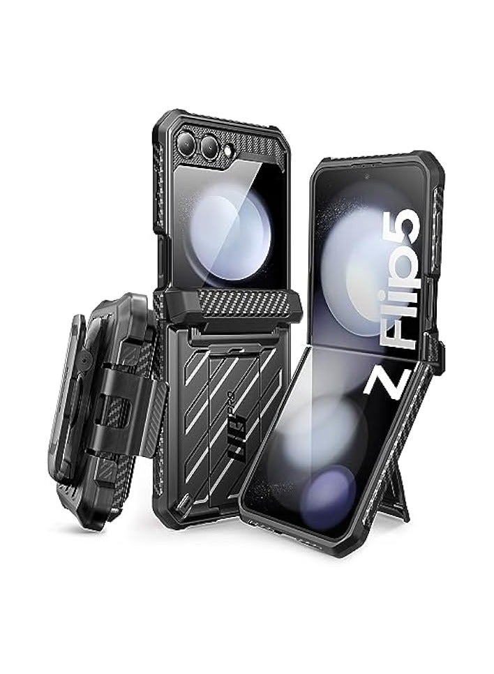 SUPCASE Unicorn Beetle Pro Series Case Designed for Galaxy Z Flip 5 5G (2023 Release), [Hinge Protection] Dual Layer Rugged Protective Case with Holster & Kickstand - Black - Image 1