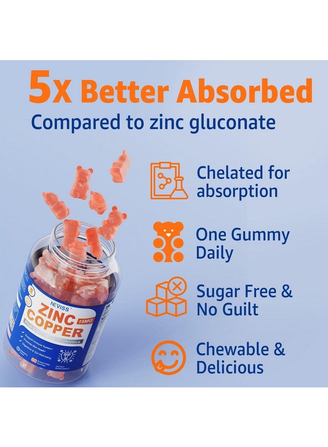 NEVISS جومي الزنك مع النحاس + البروبيوتيك، فيتامين ب6 لامتصاص أقصى، مكملات الزنك للرجال والنساء، تركيبة توازن المعادن الأساسية لزيادة المناعة وصحة الأمعاء، نباتي، غير معدّل وراثيًا، 120 حبة - Image 5