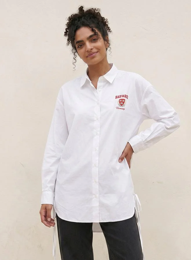 اس بي كاركترز Harvard Cotton Shirt with High-Low Hemline