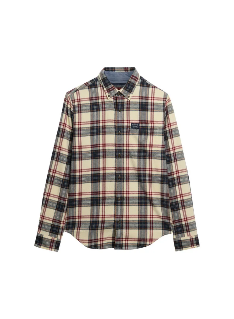 سوبر دراي قميص قطني بأكمام طويلة بنمط خشبجي