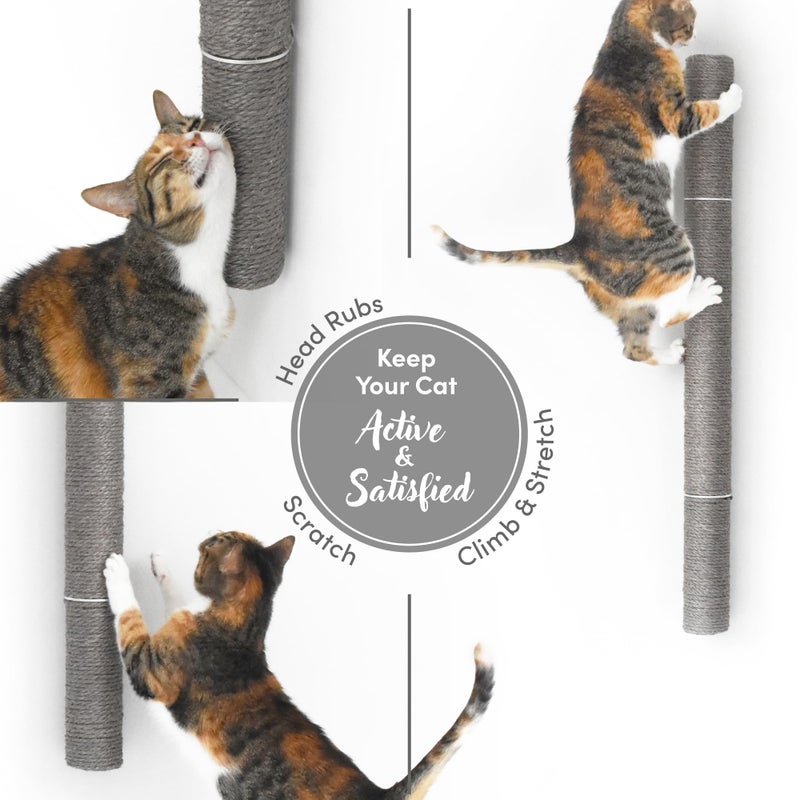 xympo 34" Wall Mounted Cat Scratcher, Sisal Scratching Post - Grey - Image 5