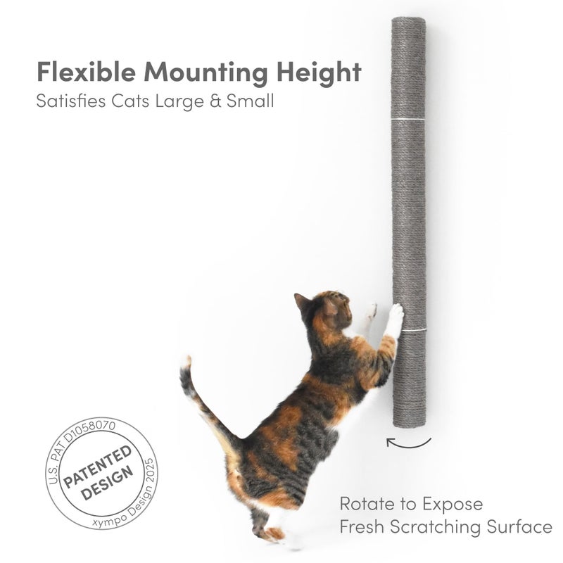 xympo 34" Wall Mounted Cat Scratcher, Sisal Scratching Post - Grey - Image 3