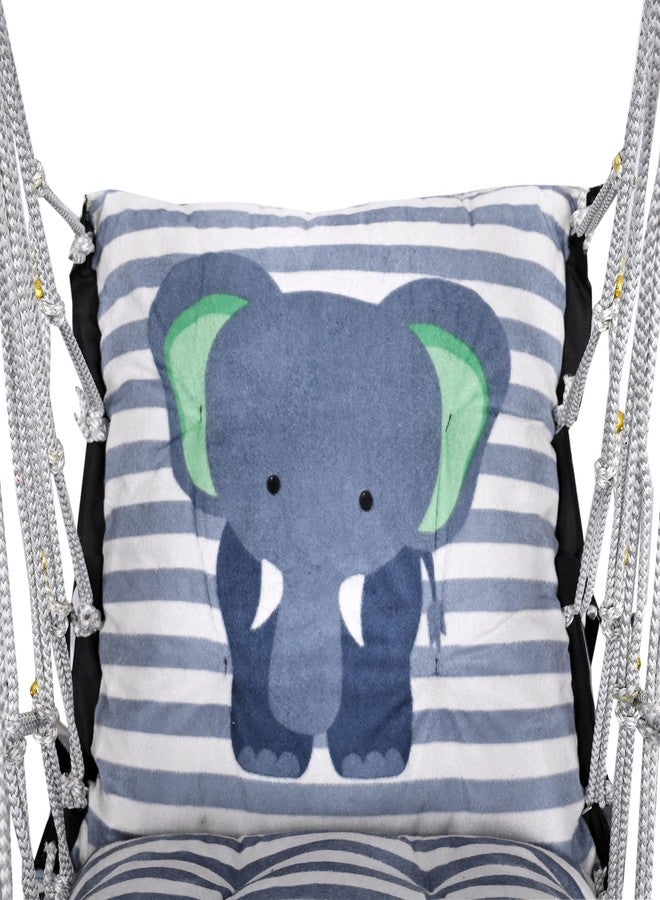 Sprointal® Swing for Kids Cotton Baby Children Folding And Washable 1 to 5 Years New Born Baby Gift Soft Jhula With Safety Belt Easy To Carry Safety Lock Cradle Chair | Home Garden Hall (Grey Eliphant) - Image 3