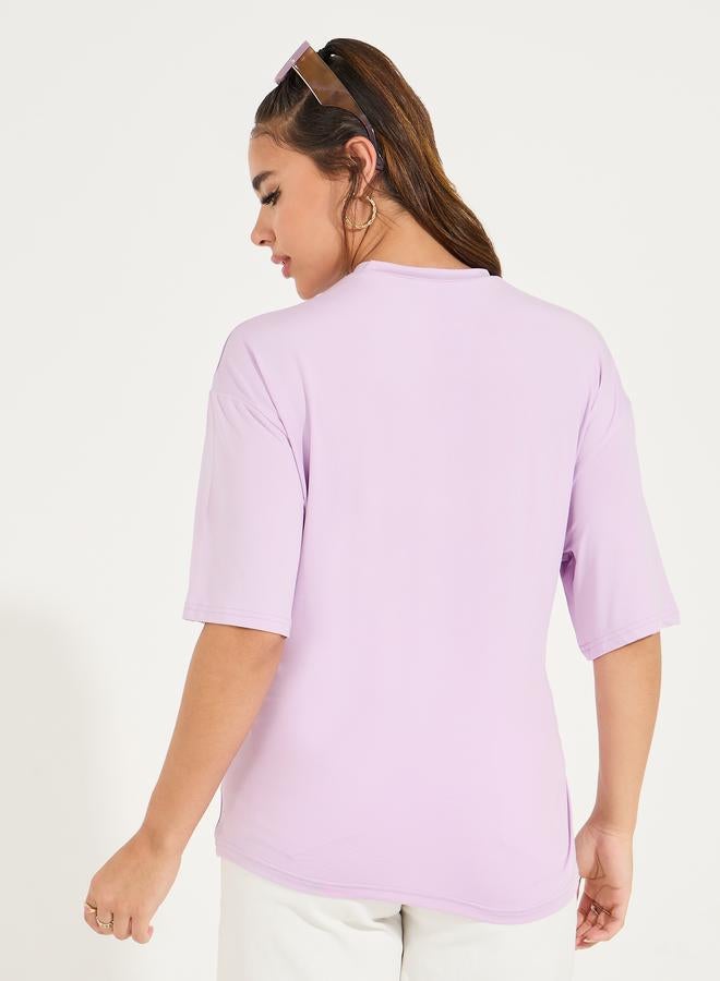 Styli Oversized Round Neck Side Tie-Up Detail T-Shirt - Image 5