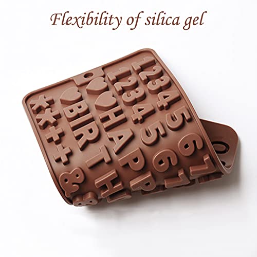 Murong Silicone Letter Number Molds,Reusable Chocolate Molds with Happy Birthday Cake Decorating Symbols(Brown 2pcs) - Image 2