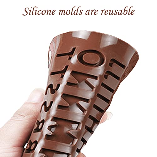 Murong Silicone Letter Number Molds,Reusable Chocolate Molds with Happy Birthday Cake Decorating Symbols(Brown 2pcs) - Image 3