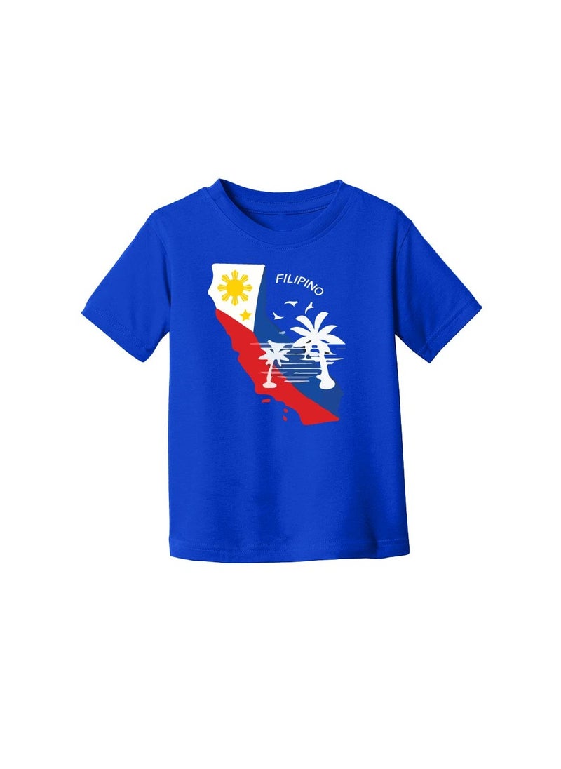 PRINTSHOP4ME Philippines Kids T-Shirt for Girls - Kids Round Neck Short Sleeve Cotton T-Shirt - Philippine with Palm Trees Design - Celebrate Philippines in Style  - Image 4