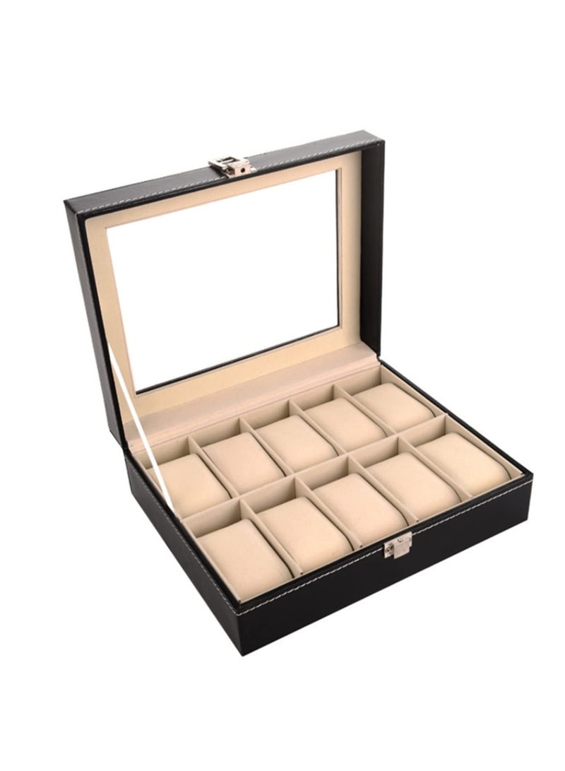 10 Grids Leather Watch Box Display Box Jewelry Storage Bag Slots Wrist Watch Display Case Storage Holder - Image 1