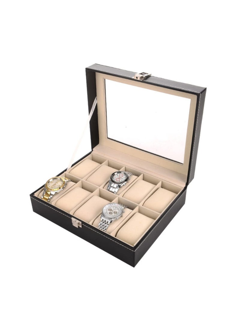 10 Grids Leather Watch Box Display Box Jewelry Storage Bag Slots Wrist Watch Display Case Storage Holder - Image 3